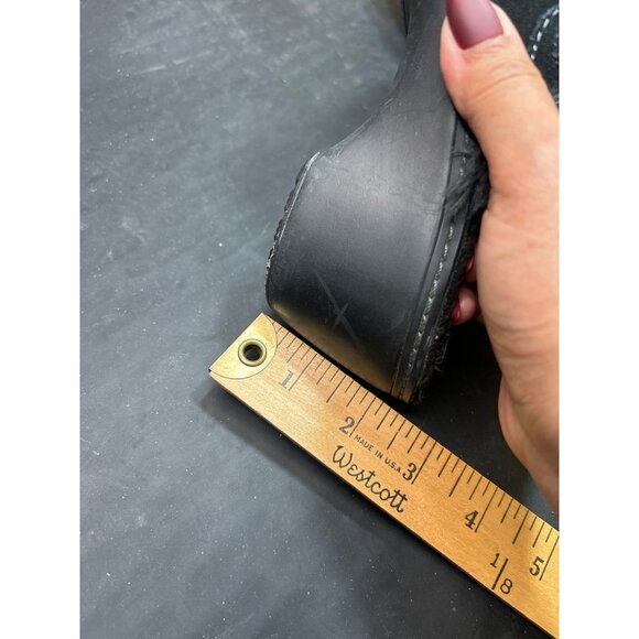 Crocs Womens Black Fuzzy Lined Suede Slip On Slippers With Clog Heel Size 7 - Picture 5 of 8